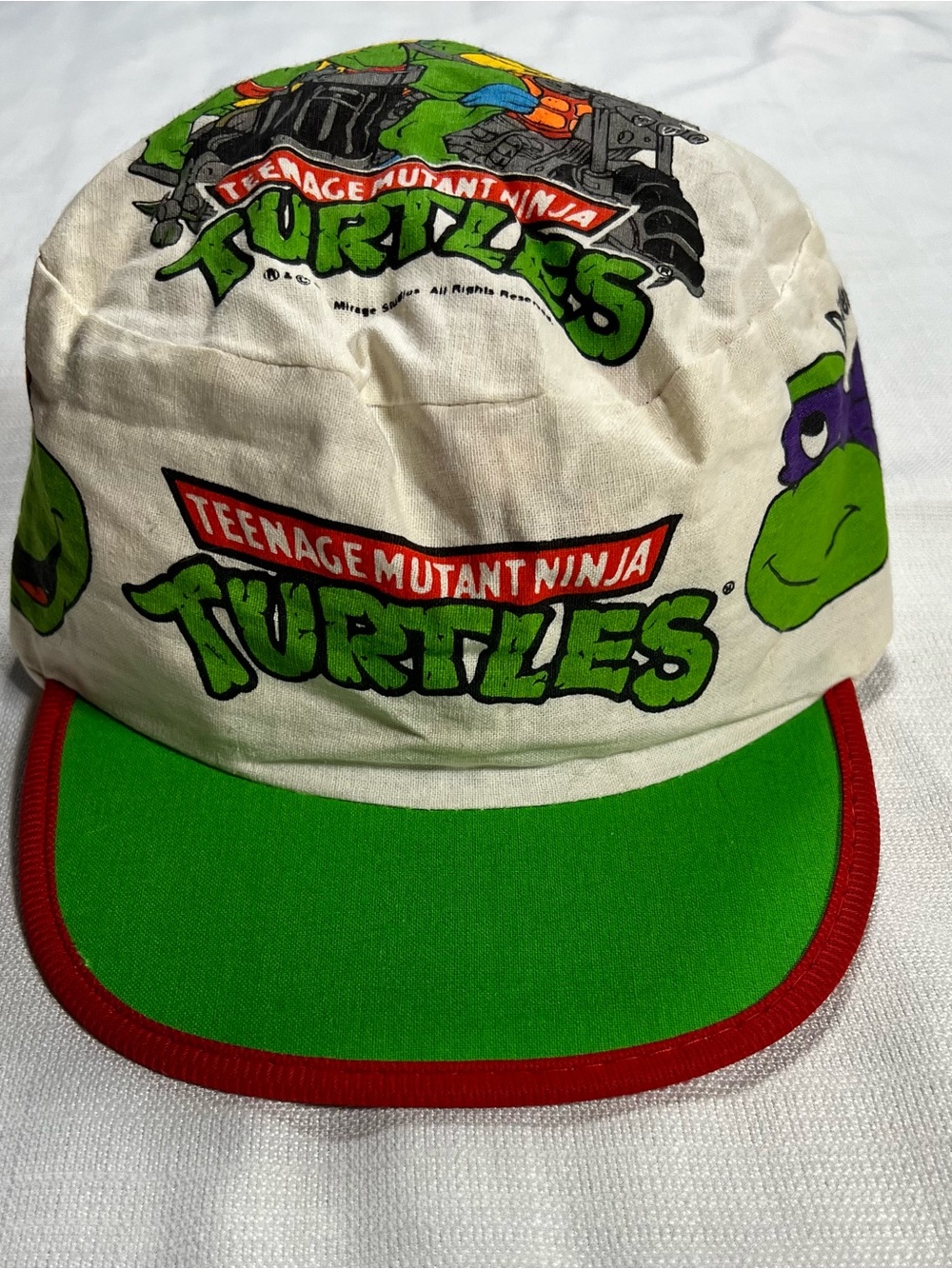 Teenage Mutant Ninja Turtles TMNT vintage 1990s Kids Green Red Painters Cap